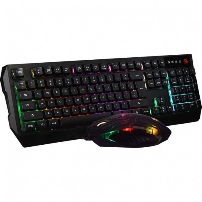 Клавиатура + мышь A4TECH BLOODY MULTIMEDIA NEON + Q50 USB LED черная Q1300