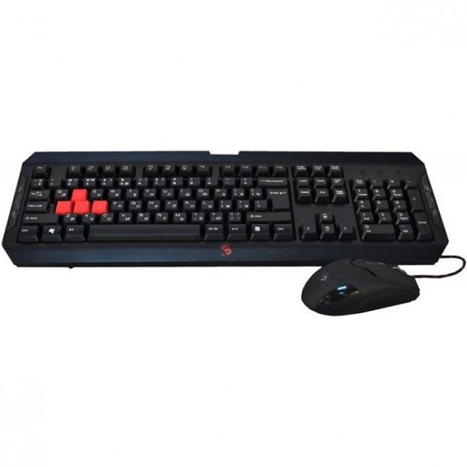 Клавиатура + мышь A4TECH BLOODY MULTIMEDIA USB черно-красные Q1100
